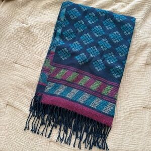 ANTHROPOLOGIE Blue and Pink Geometric Scarf